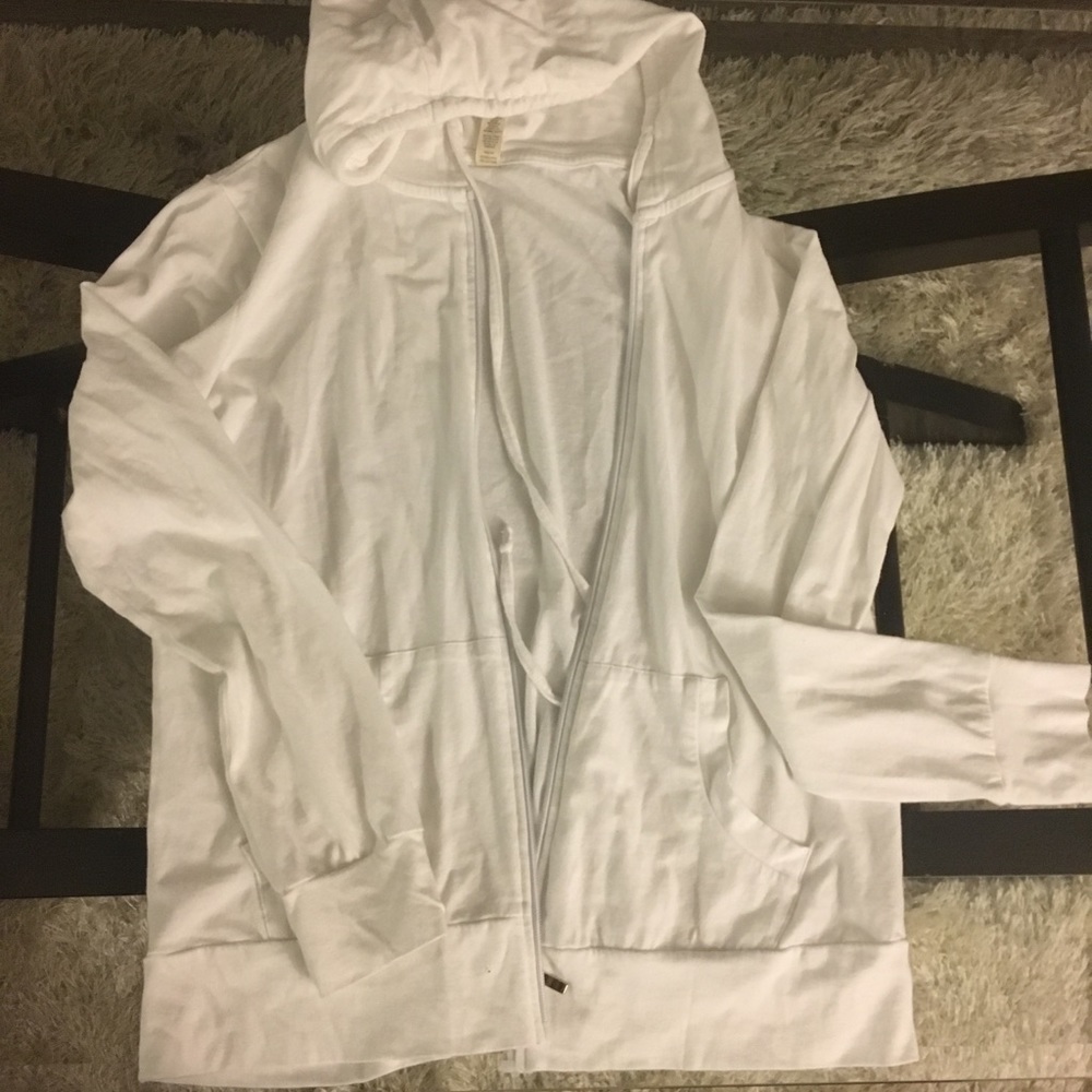 White zip front hoodie